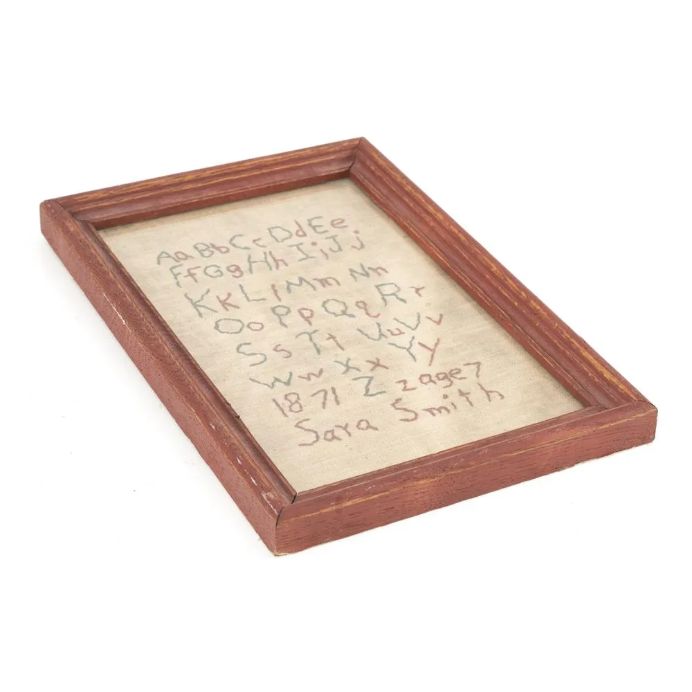 0039 (A D) Wood Framed Alphabet Embroidery