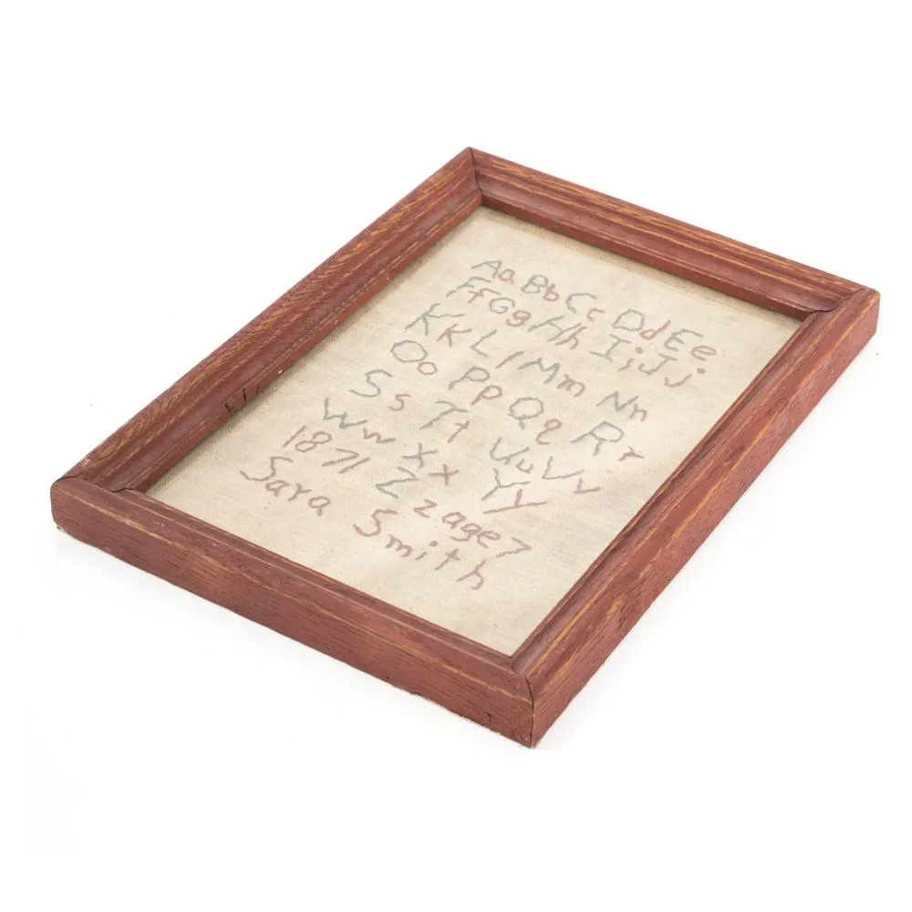 0039 (A D) Wood Framed Alphabet Embroidery