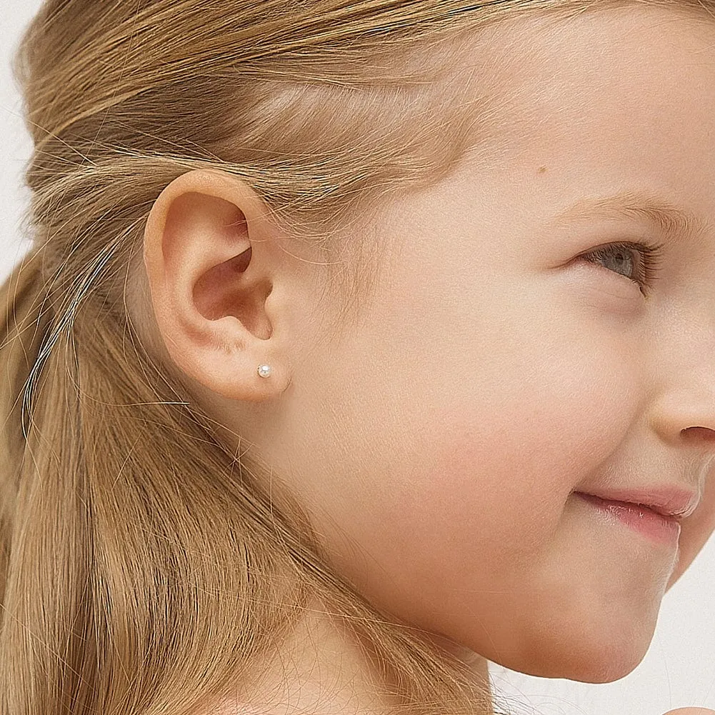 14k Classic 4.5mm Cultured Pearl Children's Earrings - Screw Back