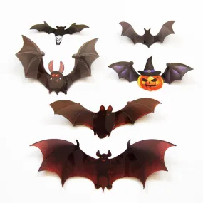 24PCs Halloween Wall Decoration 3D Colorful Bat