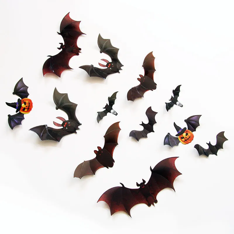24PCs Halloween Wall Decoration 3D Colorful Bat