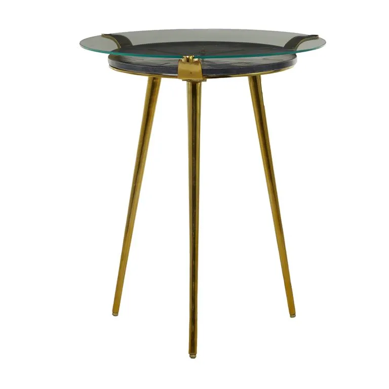 29233 Accent Clock Table in Marble/Black