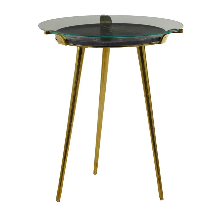 29233 Accent Clock Table in Marble/Black