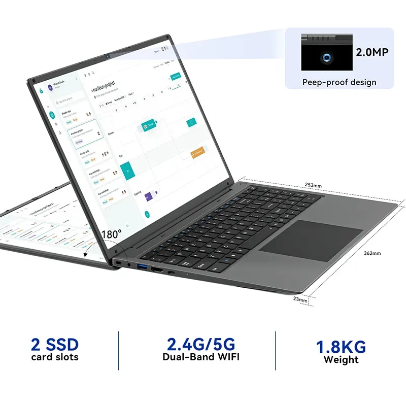 Adreamer Laptop 16 Inch 2.5K IPS Intel i5-1240P 16GB DDR4 1TB SSD Office School Notebook 55Wh 12 Core 4.4GHz Windows 11 Computer