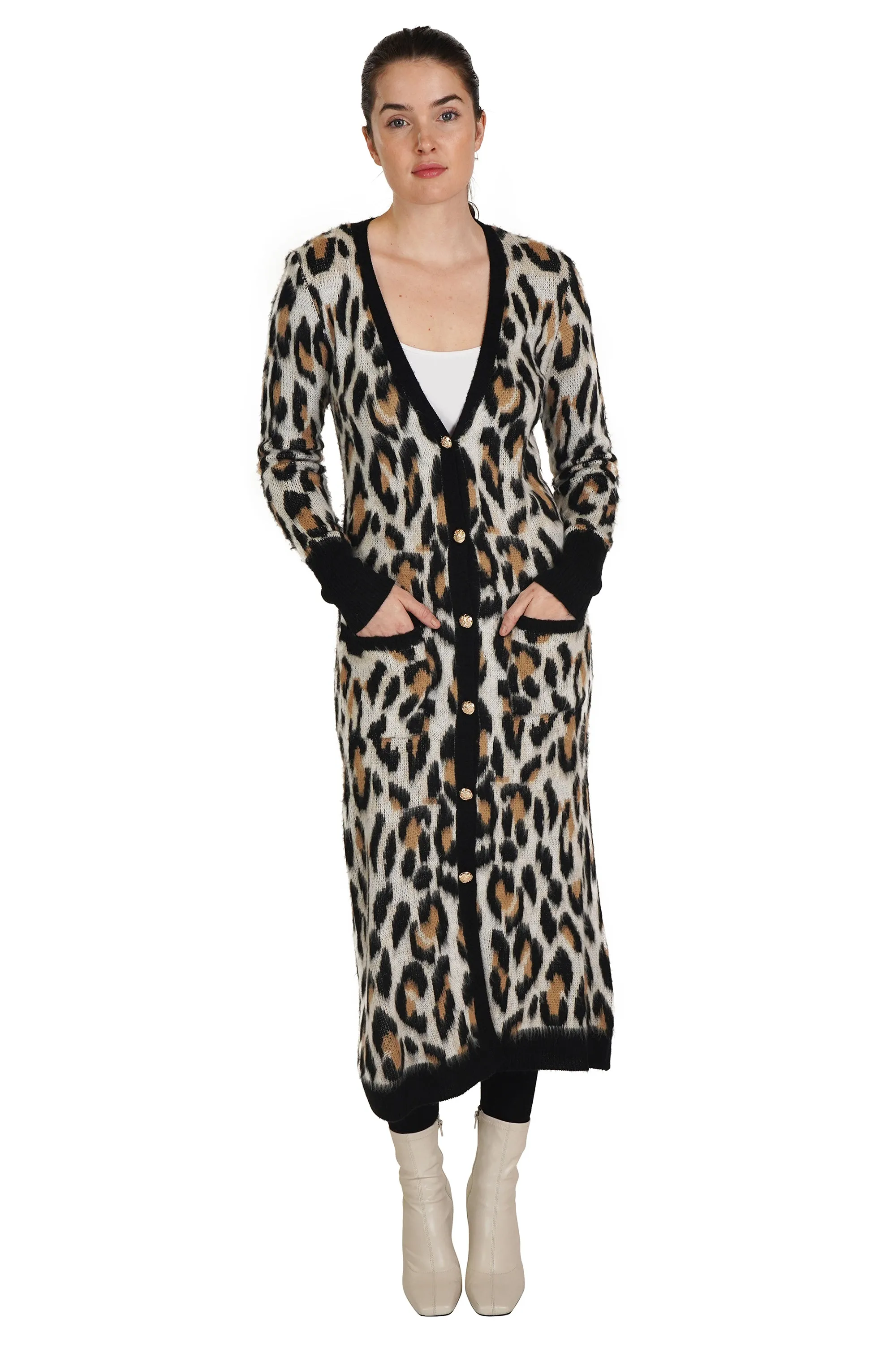 Animal Print Long Cardigan