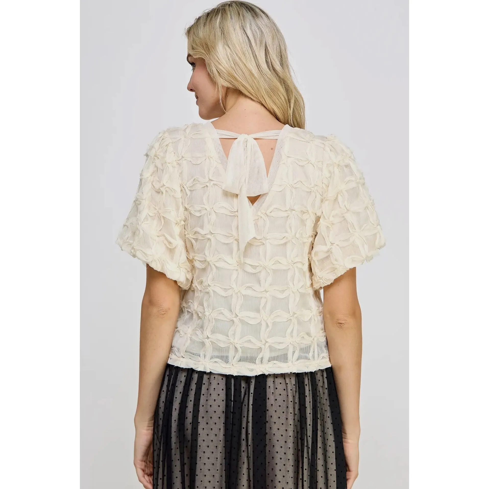 Annabelle Puff Sleeve Textured Ellison Top- SALE