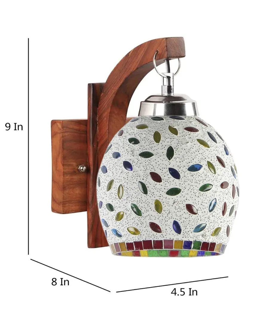 Apex Mosaic Multicolor Glass Wooden Wall Lamp