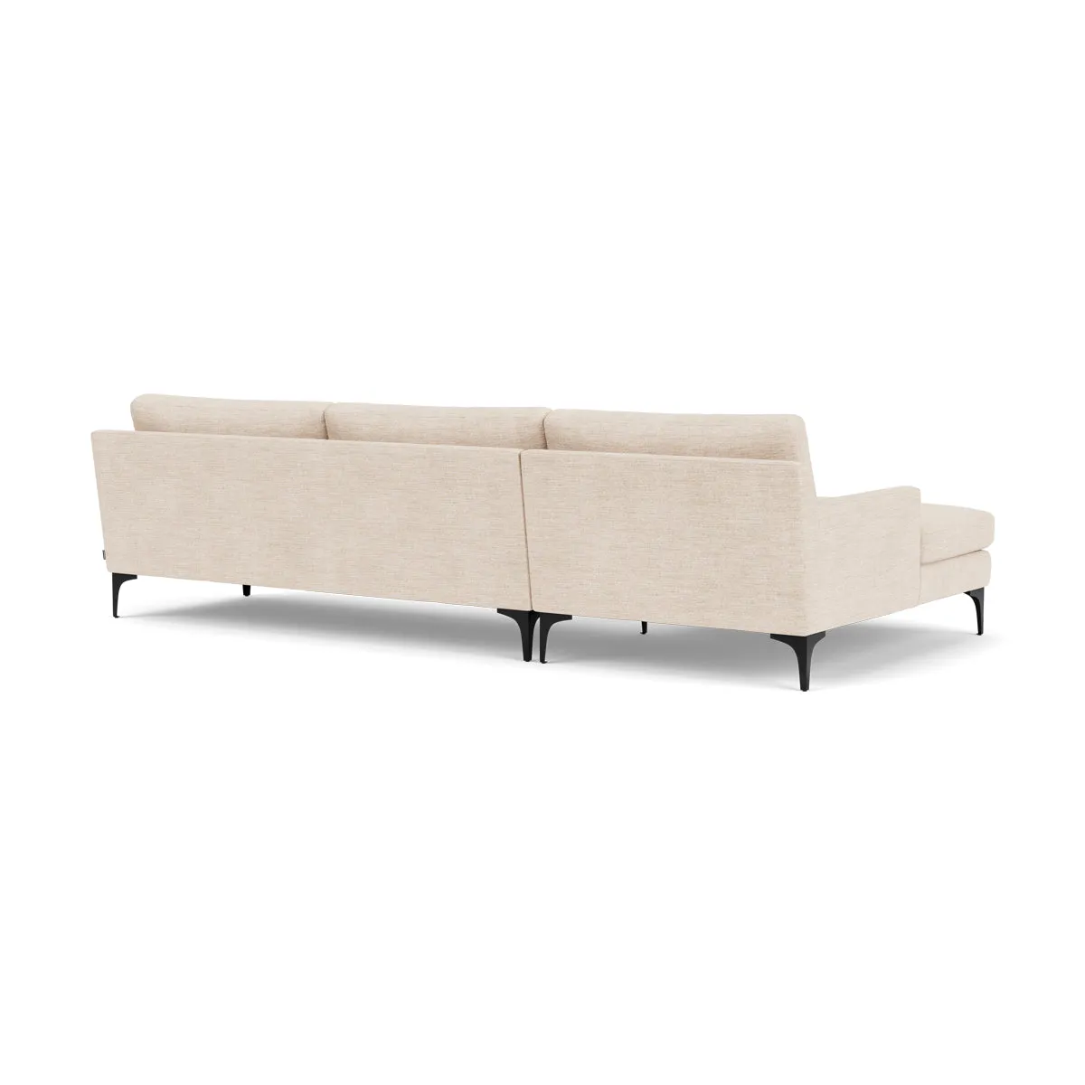 Astha Fabric Left Chaise Sofa (Black Metal, Vega Cream)