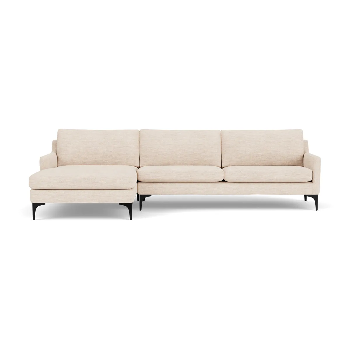 Astha Fabric Left Chaise Sofa (Black Metal, Vega Cream)