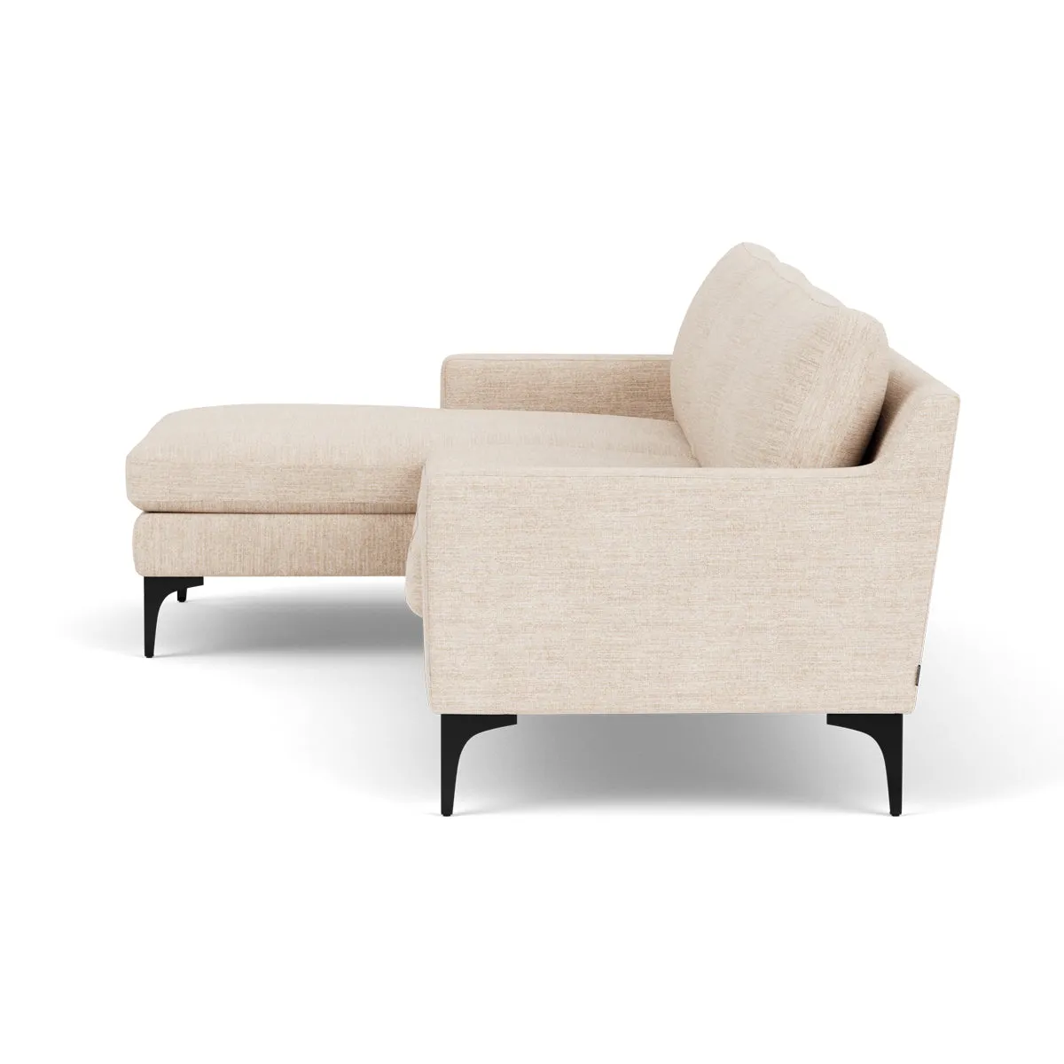Astha Fabric Left Chaise Sofa (Black Metal, Vega Cream)