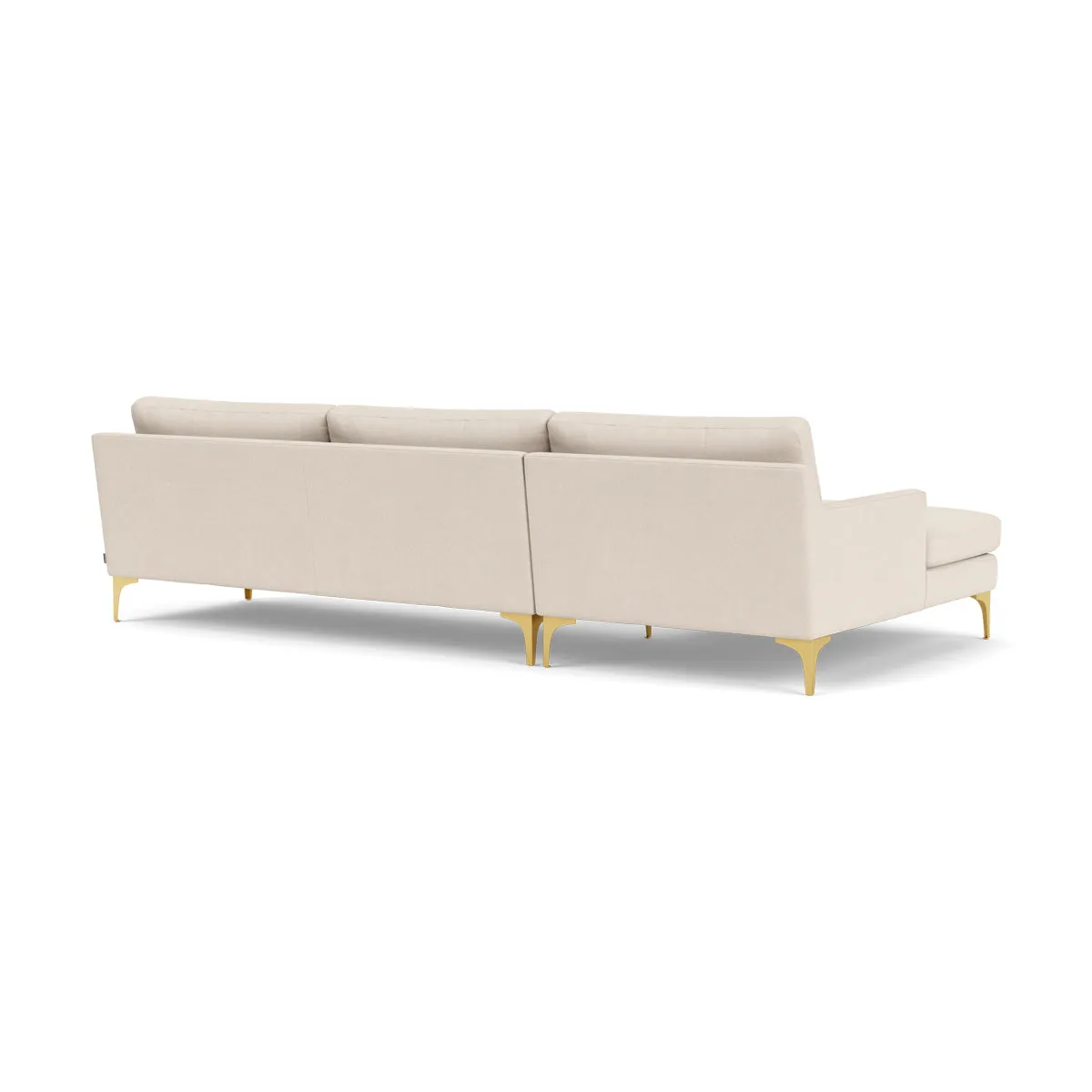 Astha Fabric Left Chaise Sofa (Brass Metal, Sand)