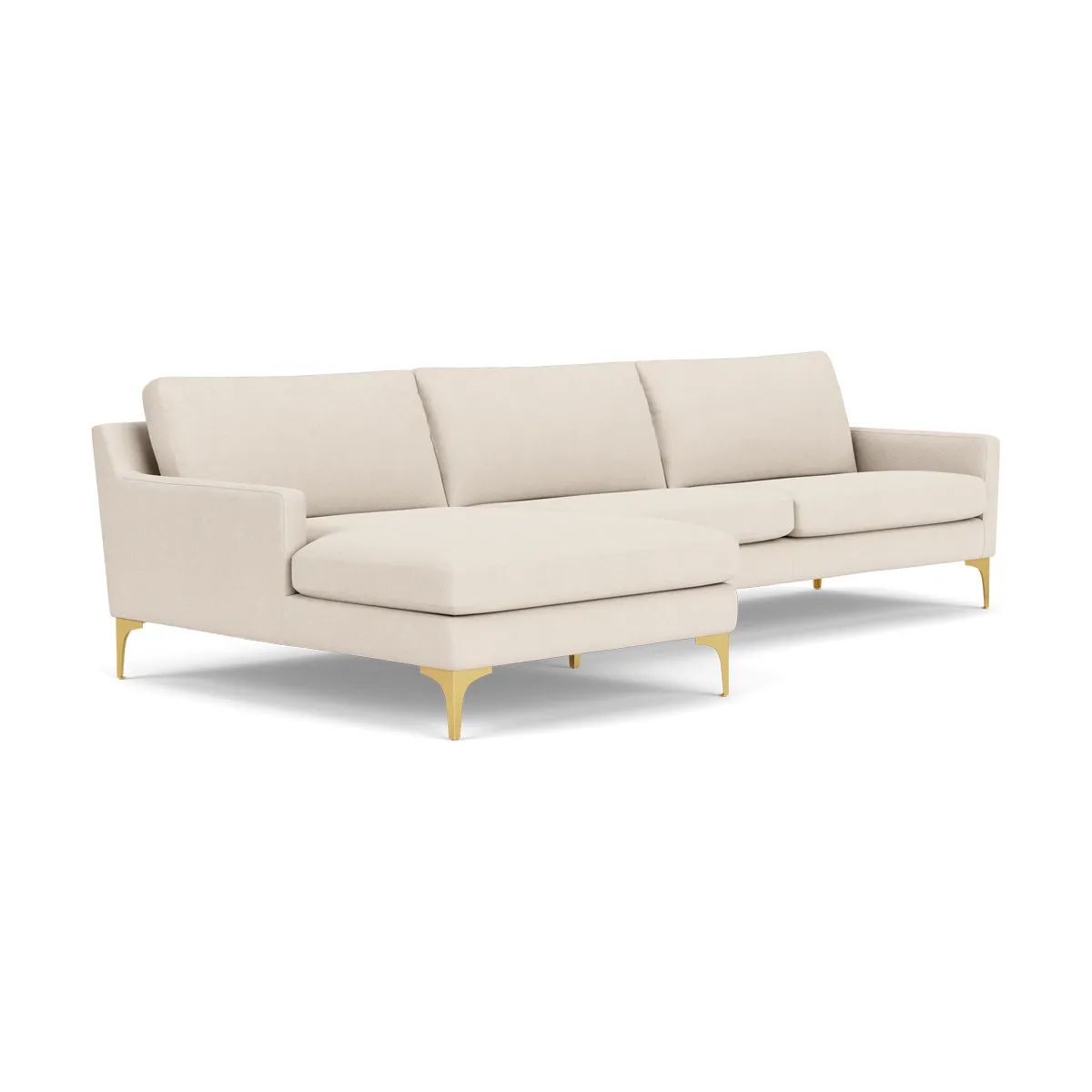 Astha Fabric Left Chaise Sofa (Brass Metal, Sand)
