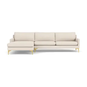 Astha Fabric Left Chaise Sofa (Brass Metal, Sand)