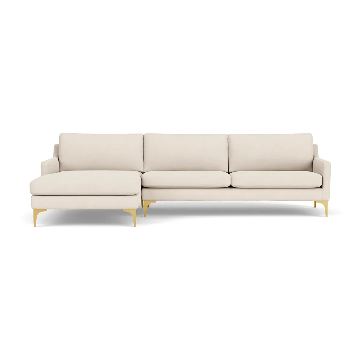 Astha Fabric Left Chaise Sofa (Brass Metal, Sand)