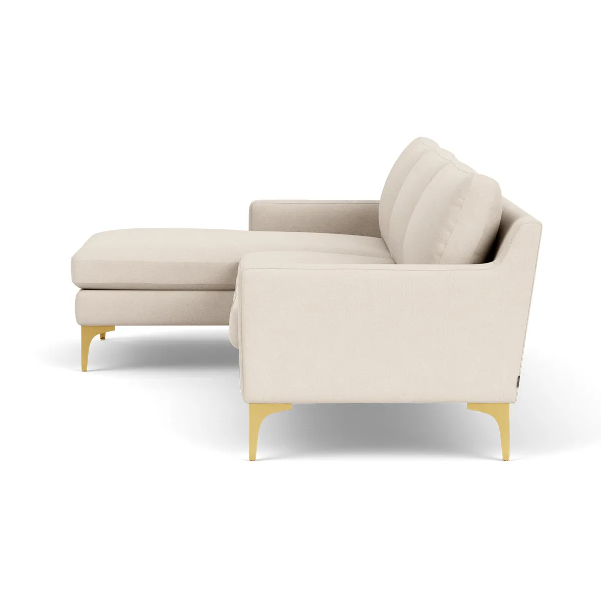Astha Fabric Left Chaise Sofa (Brass Metal, Sand)