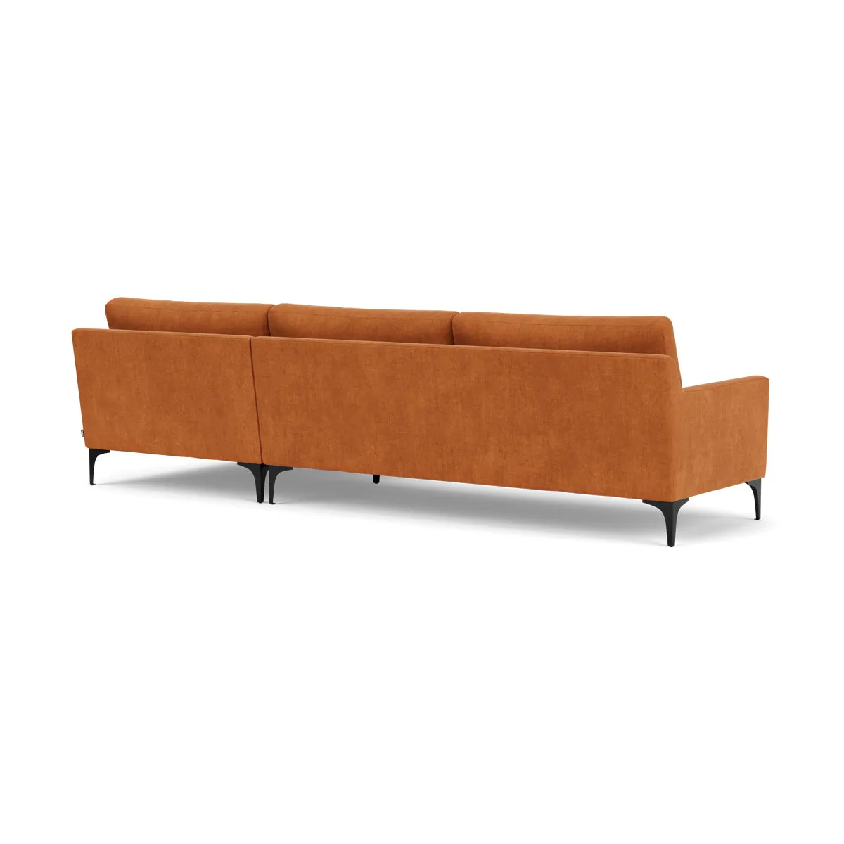 Astha Fabric Right Chaise Sofa (Black Metal, Amber)