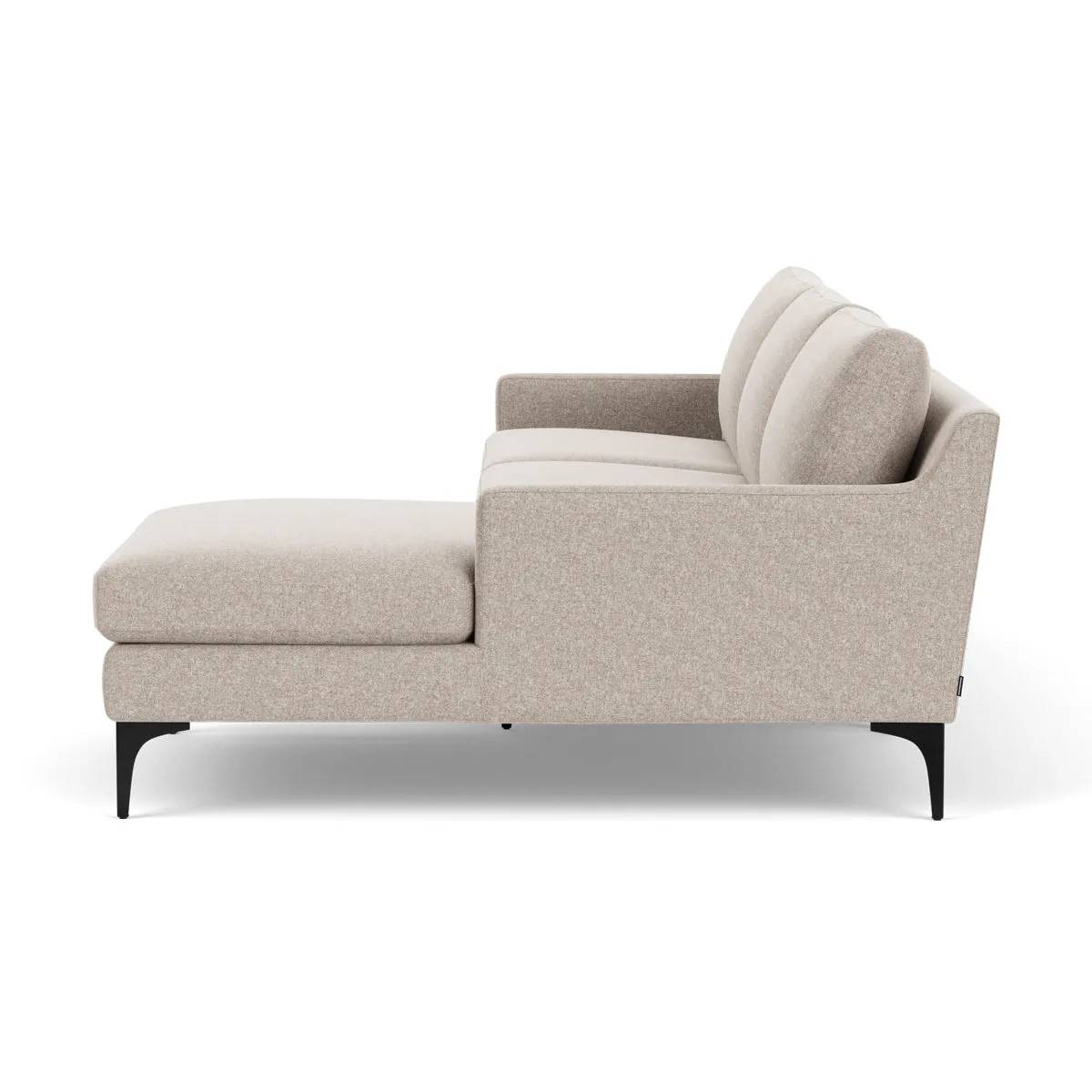 Astha Fabric Right Chaise Sofa (Black Metal, Stone)
