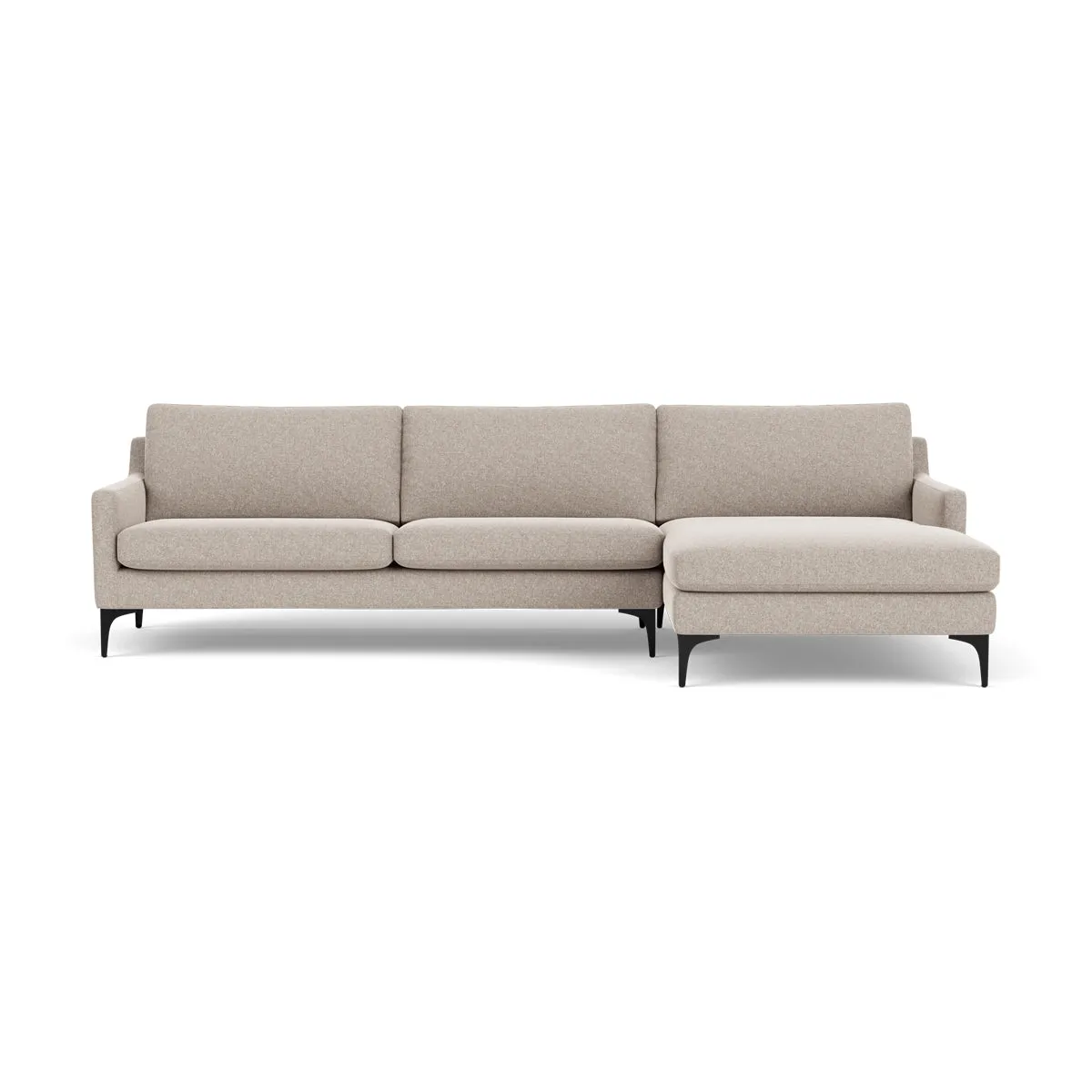 Astha Fabric Right Chaise Sofa (Black Metal, Stone)