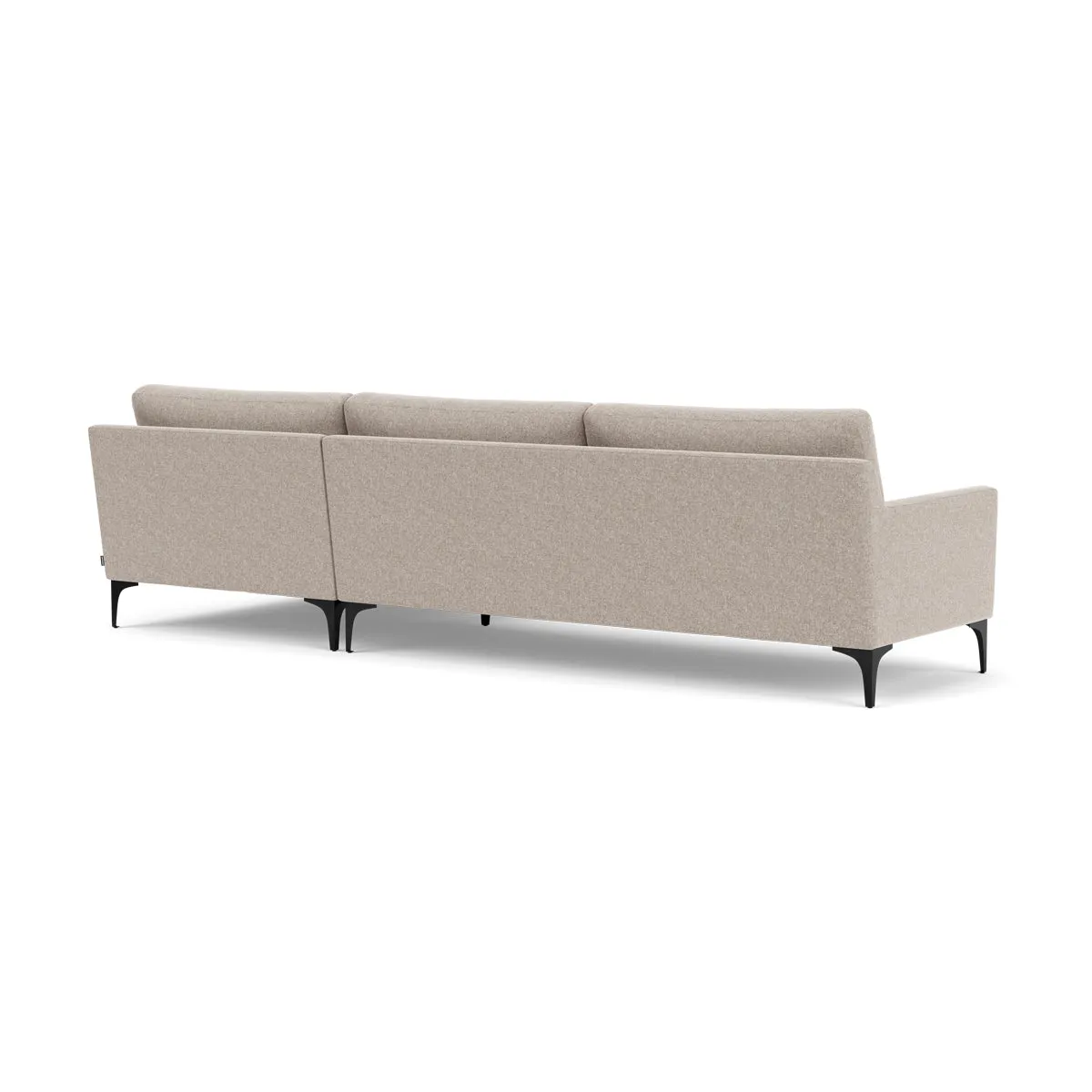 Astha Fabric Right Chaise Sofa (Black Metal, Stone)