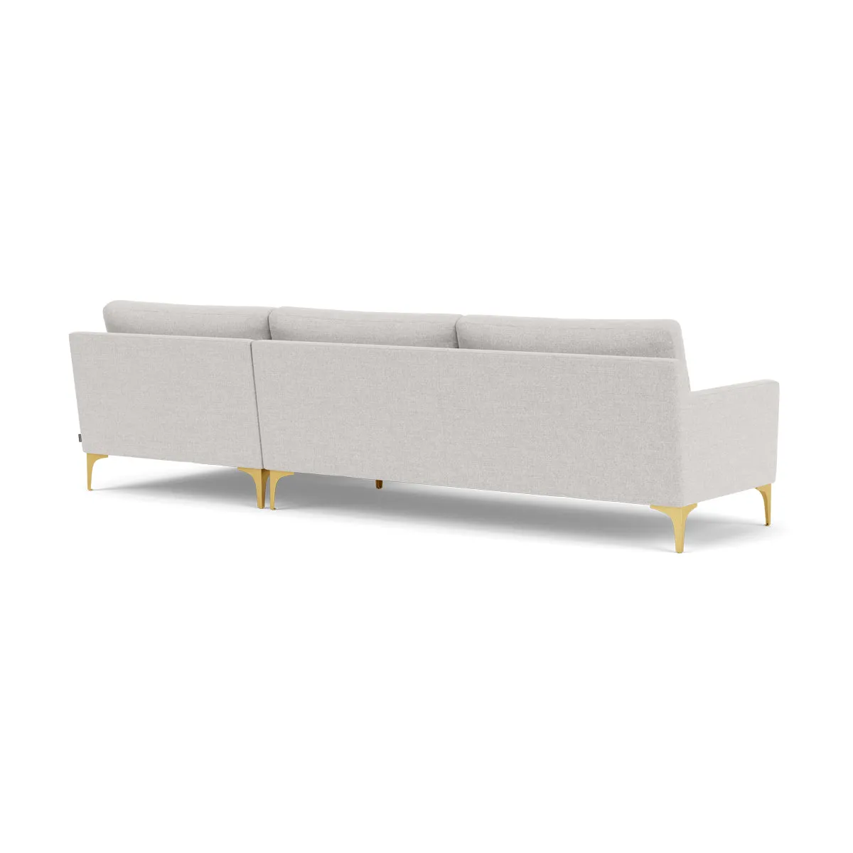 Astha Fabric Right Chaise Sofa (Brass Metal, Cool Grey Weave)