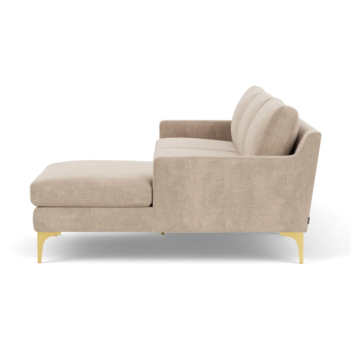 Astha Fabric Right Chaise Sofa (Brass Metal, Danny Cream)