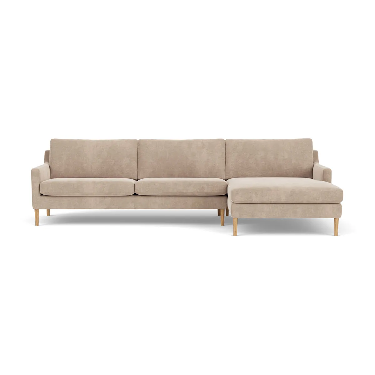 Astha Fabric Right Chaise Sofa (Brass Metal, Danny Cream)