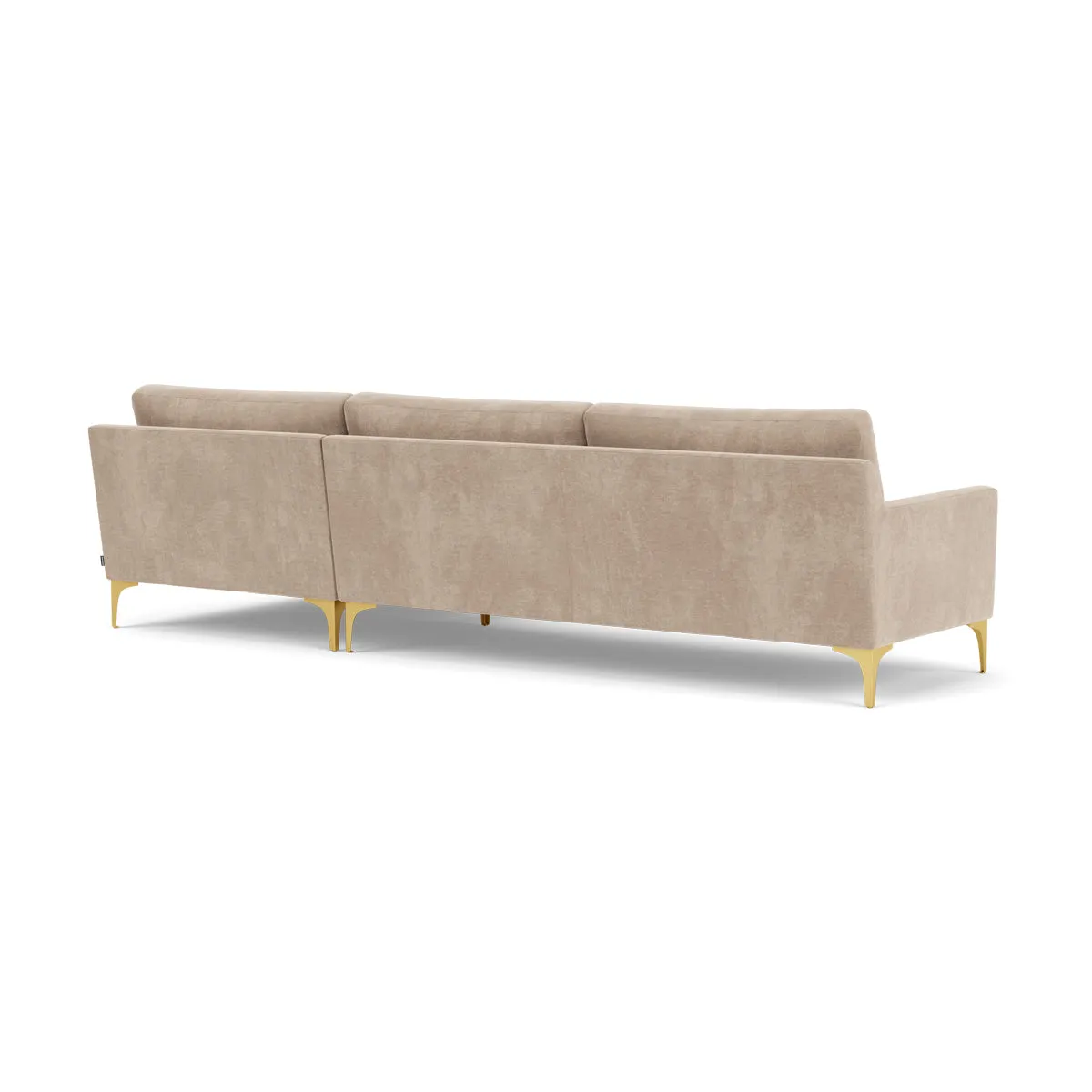 Astha Fabric Right Chaise Sofa (Brass Metal, Danny Cream)