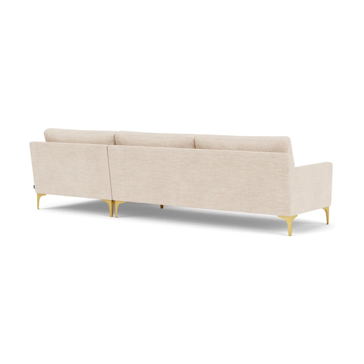 Astha Fabric Right Chaise Sofa (Brass Metal, Vega Cream)