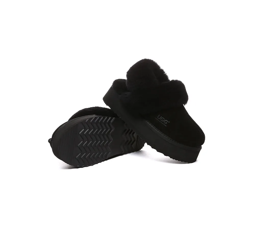 AUSTRALIAN SHEPHERD® UGG Slippers Women Removable Wool Strap Slingback Platform Musa