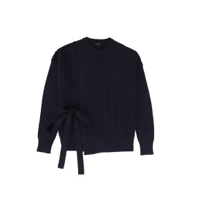 Bamboo Navy Mid Side Tie Sweater