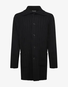 Black Ribbed Maxi Cardigan
