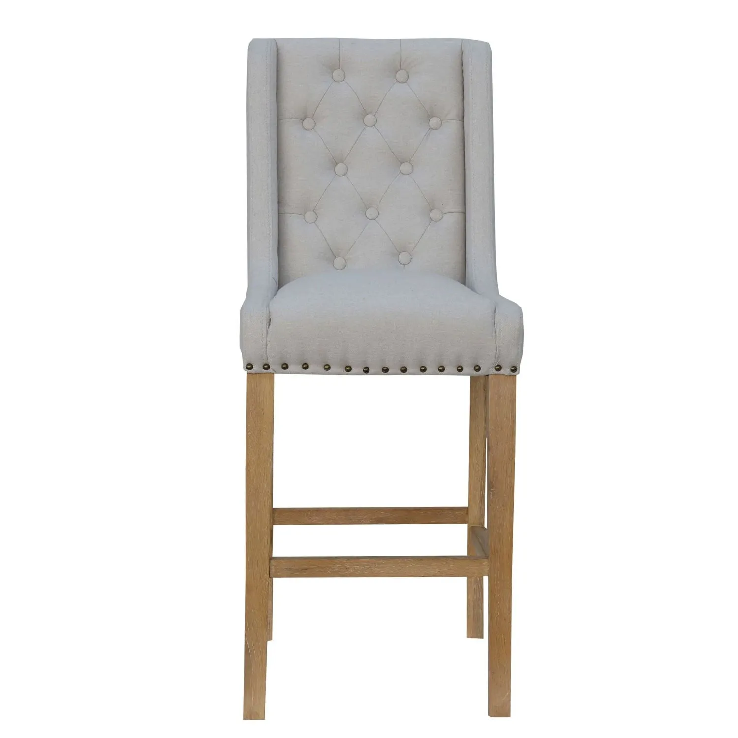 Button Back Fabric Natural Bar Stool