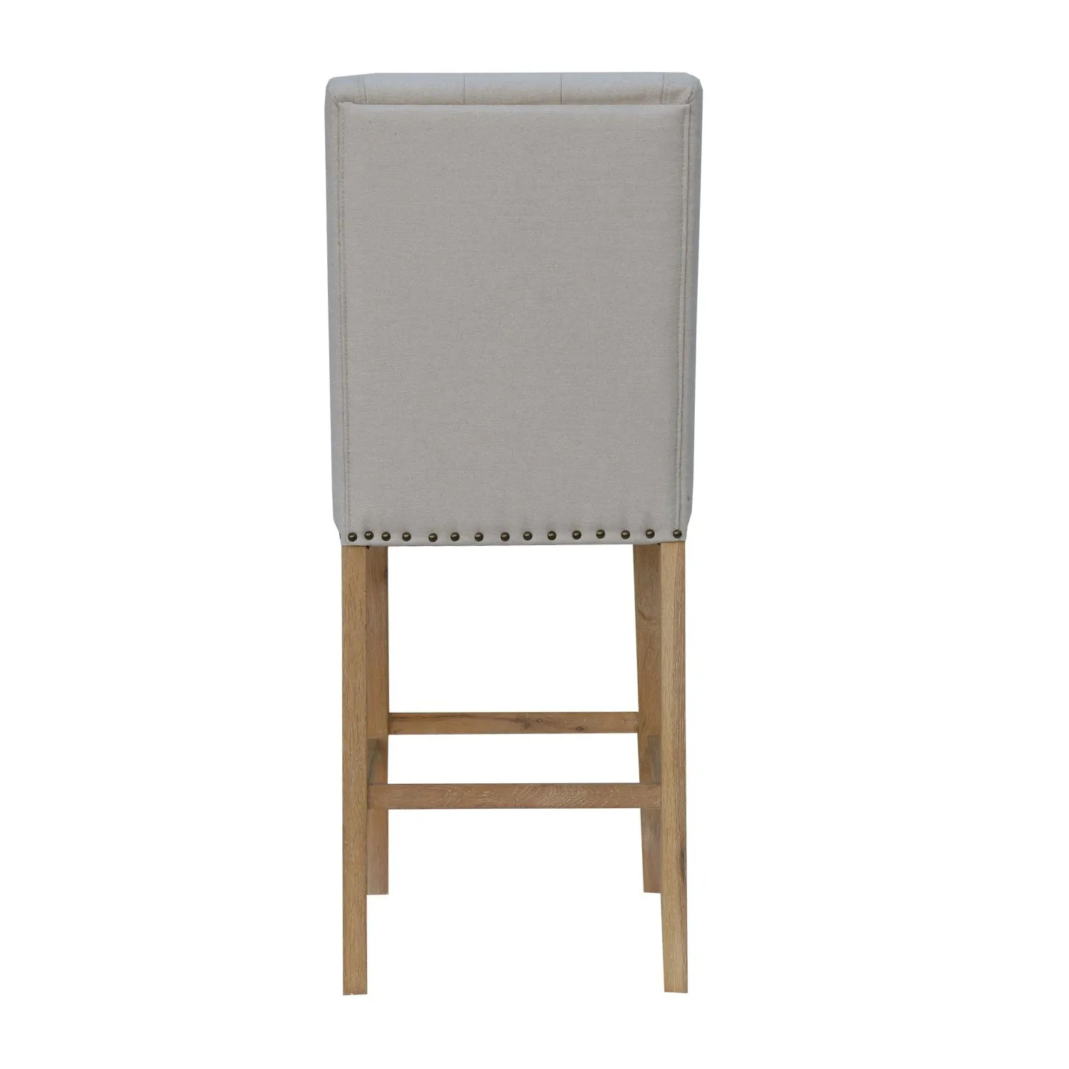 Button Back Fabric Natural Bar Stool