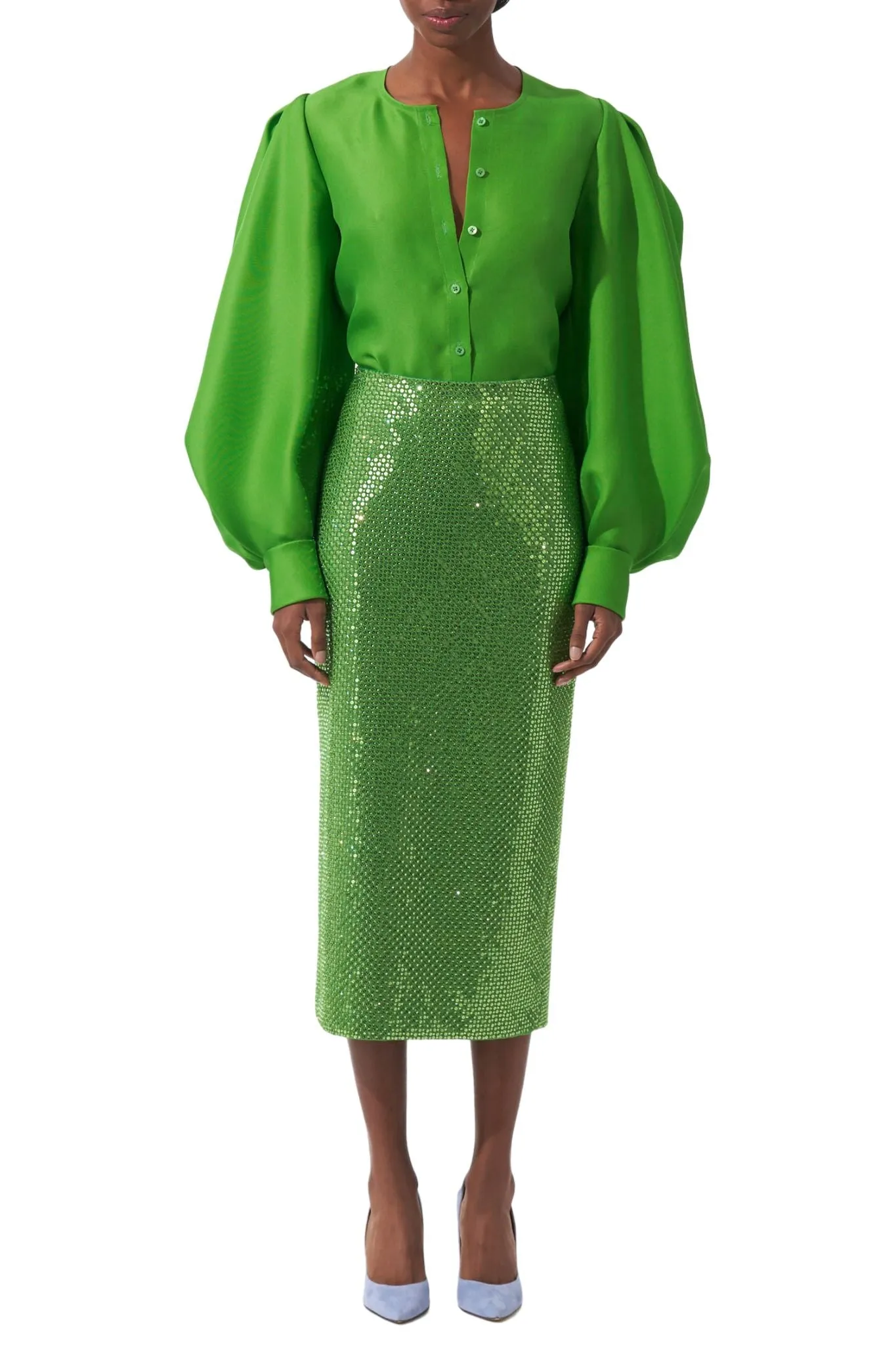 Carolina Herrera Embroidered Midi Skirt