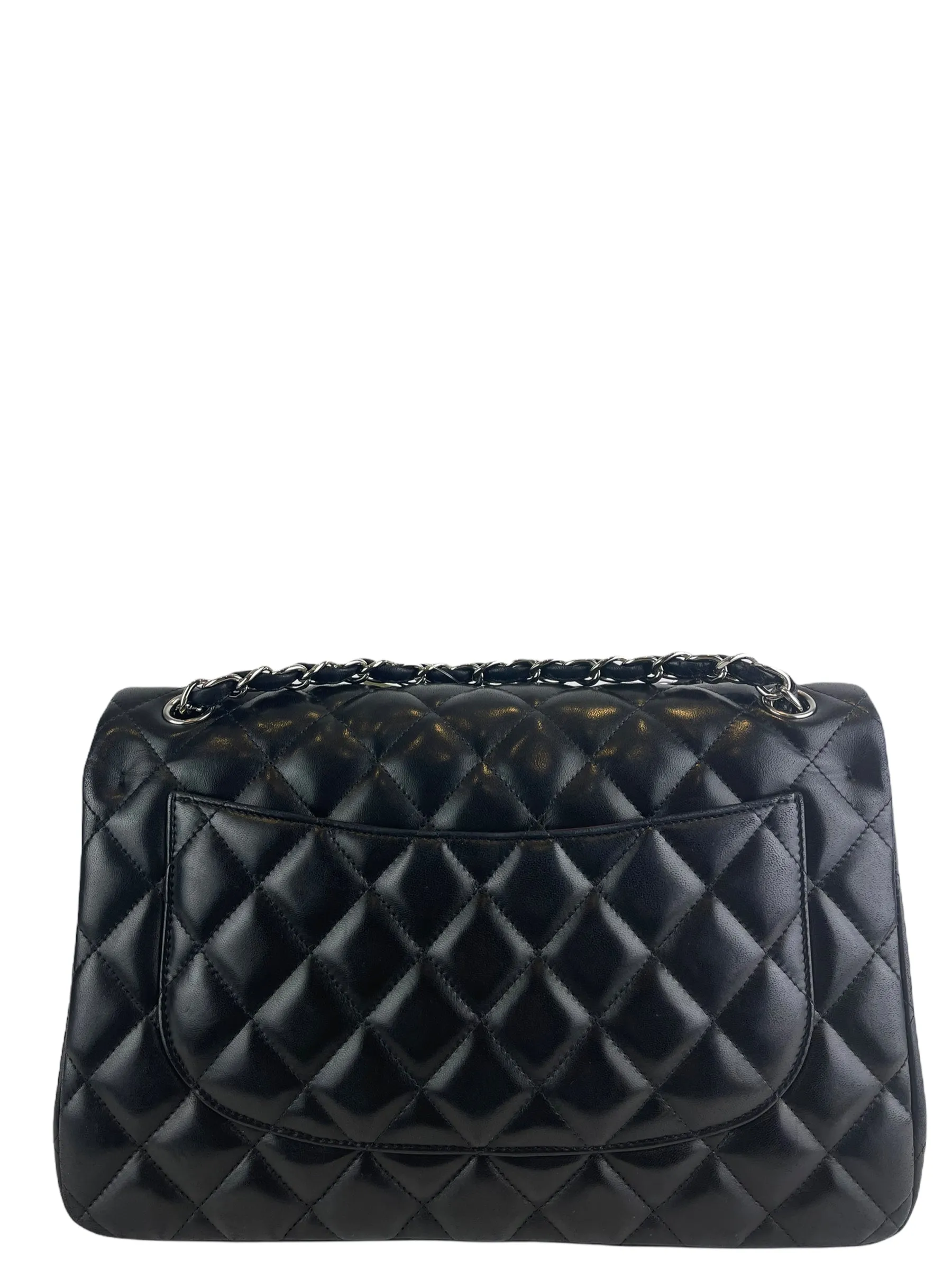 Chanel Black Lambskin Leather Jumbo "Double Flap”