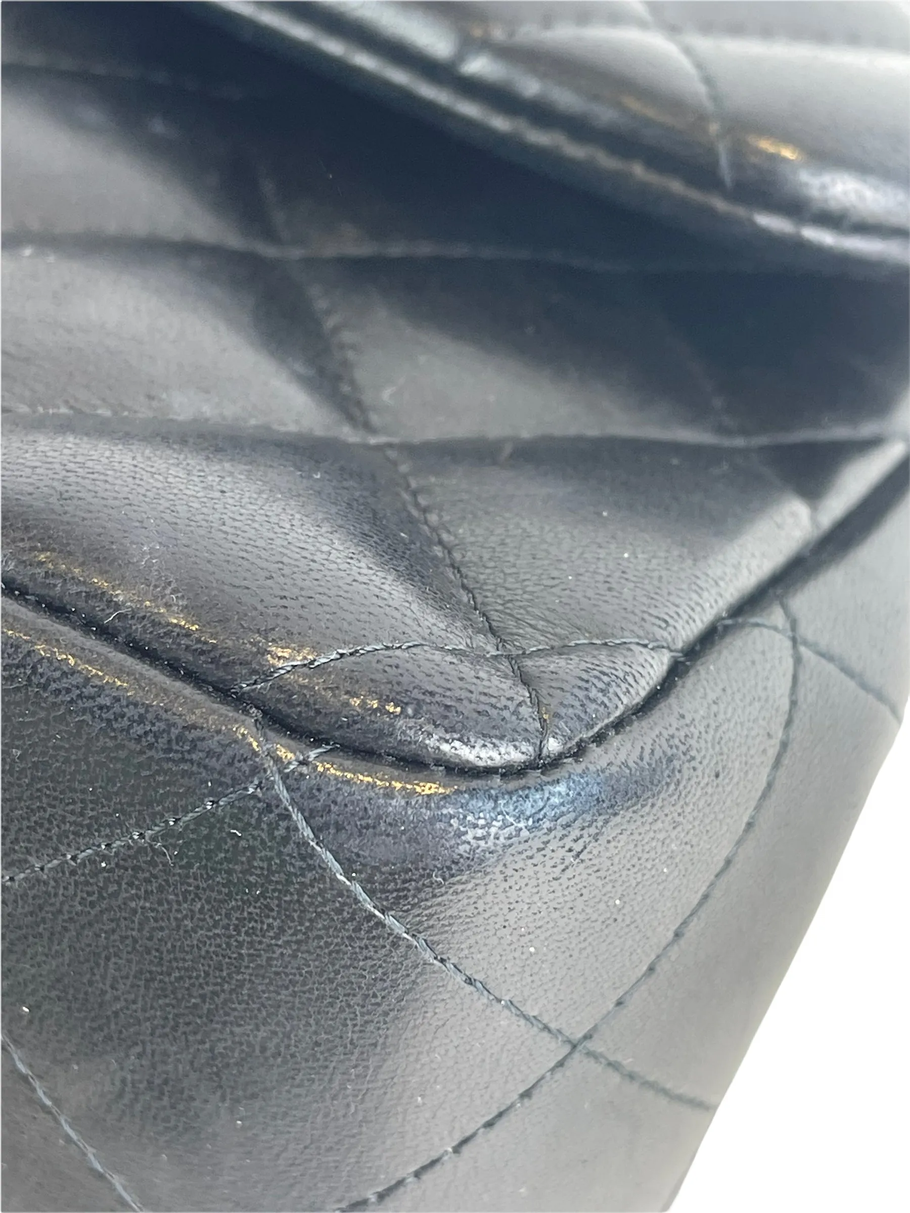 Chanel Black Lambskin Leather Jumbo "Double Flap”