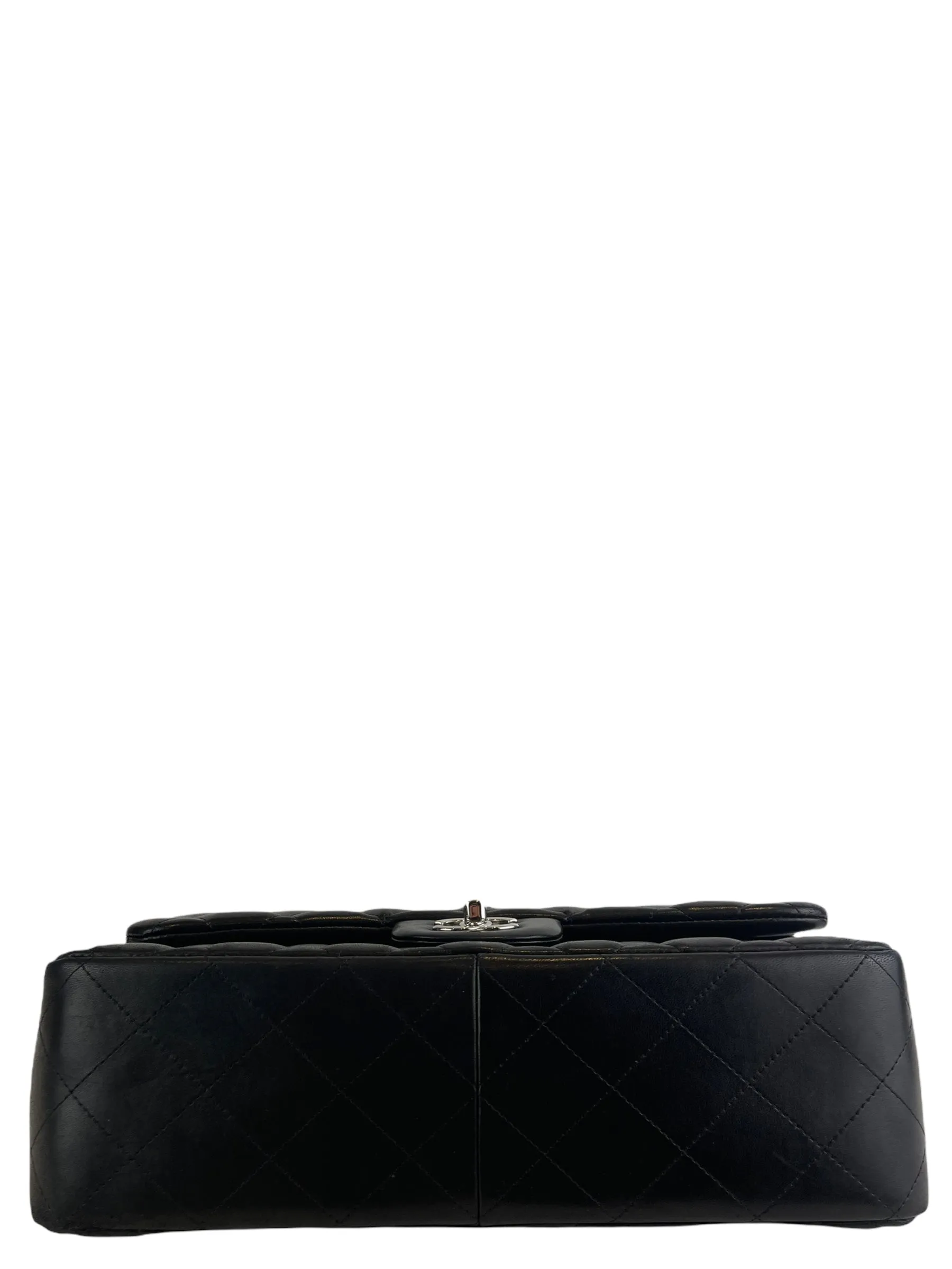 Chanel Black Lambskin Leather Jumbo "Double Flap”