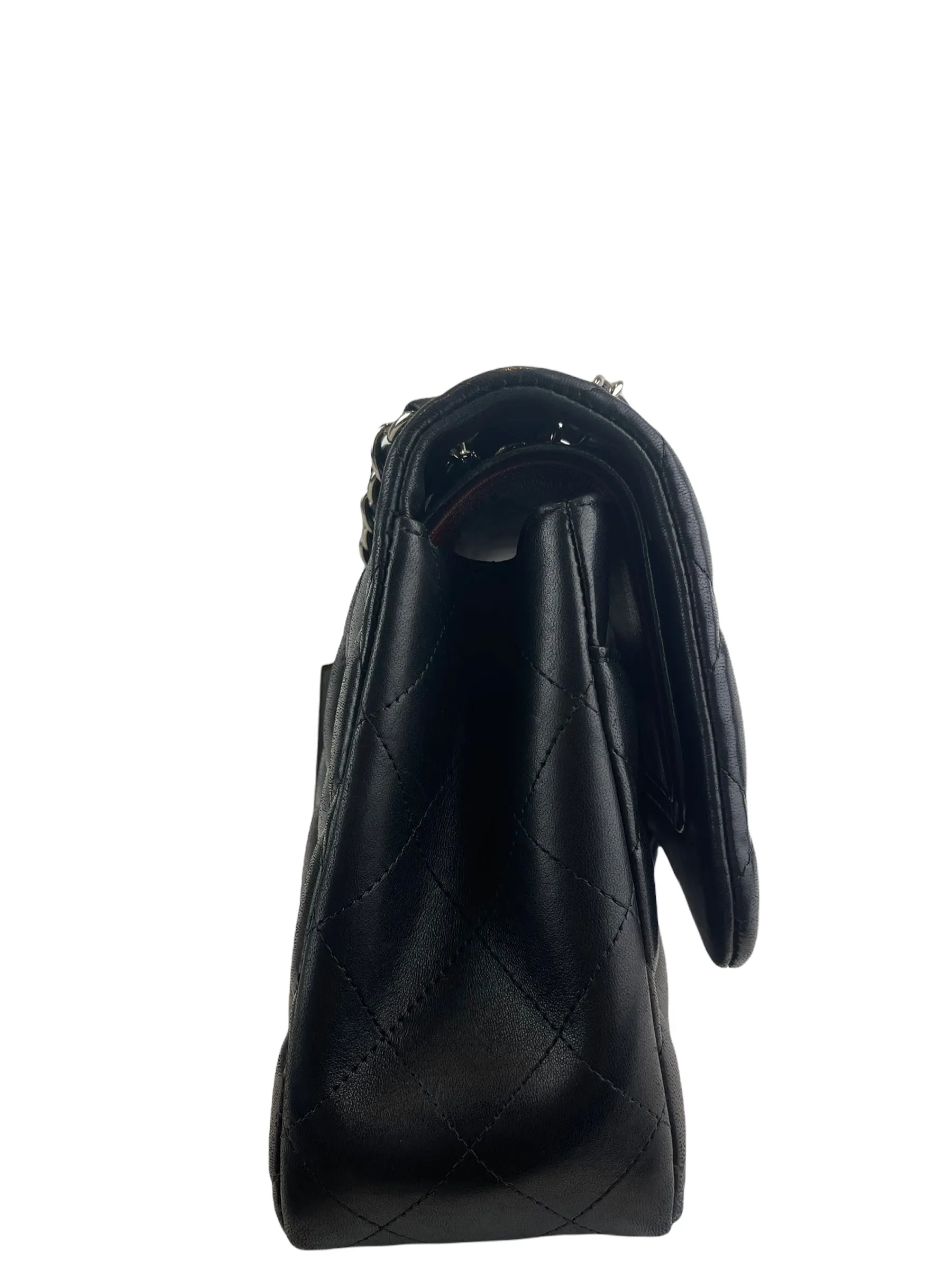 Chanel Black Lambskin Leather Jumbo "Double Flap”