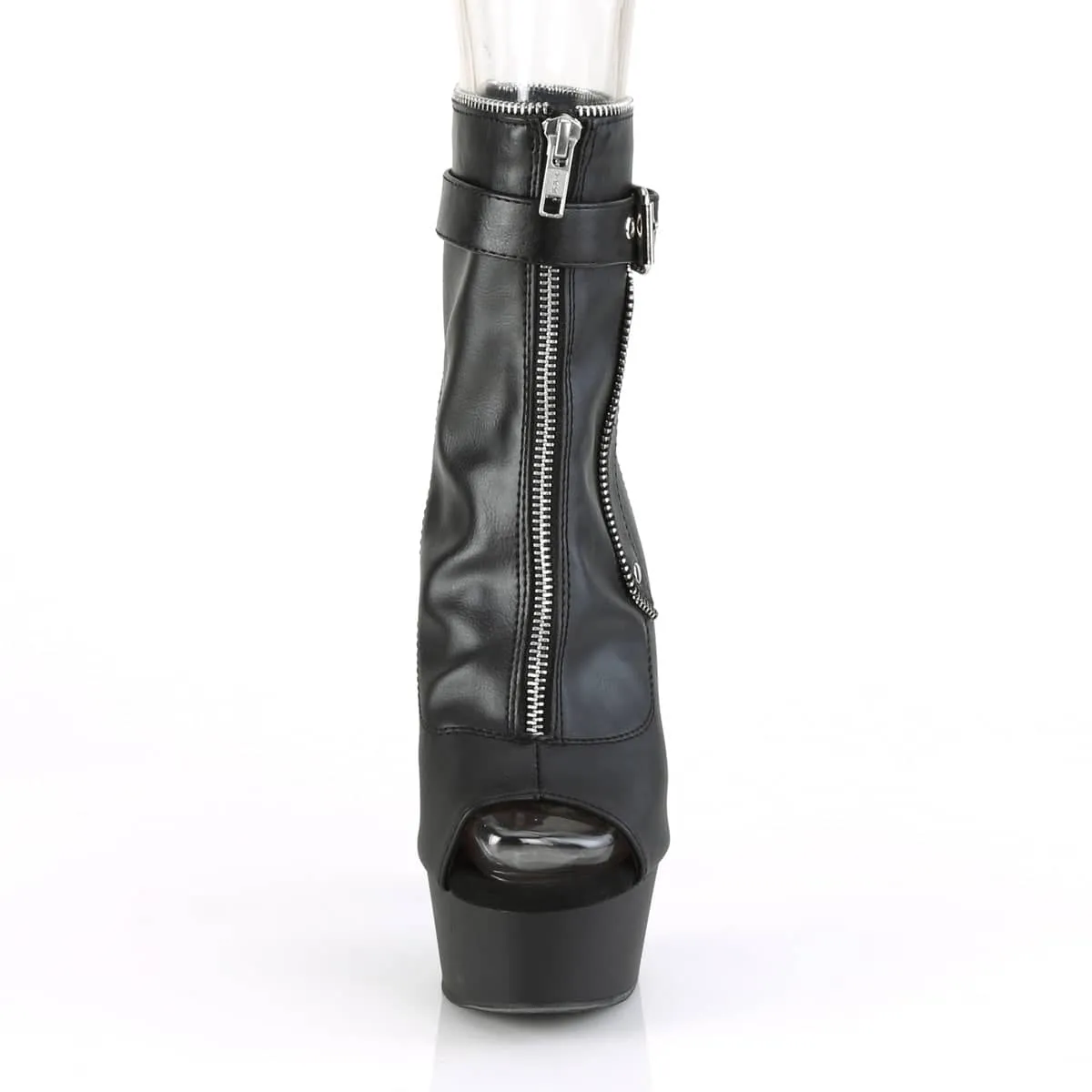 DELIGHT-1035 Black Calf High Peep Toe Boots