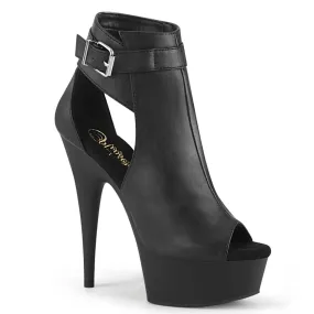 DELIGHT-600-10 Black Ankle Peep Toe Boots