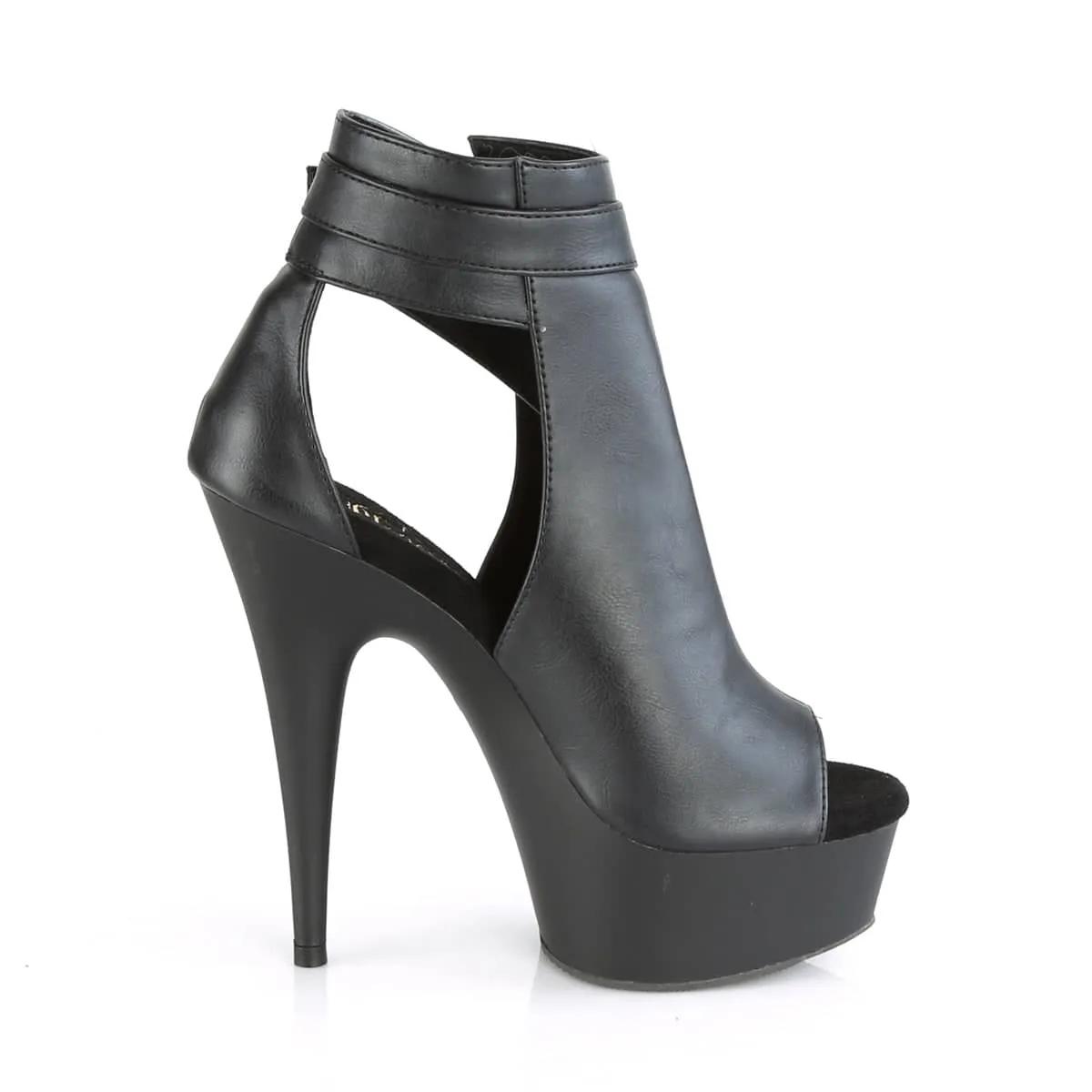 DELIGHT-600-10 Black Ankle Peep Toe Boots