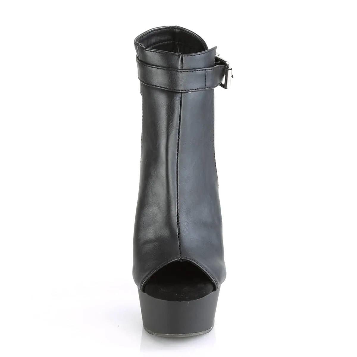 DELIGHT-600-10 Black Ankle Peep Toe Boots