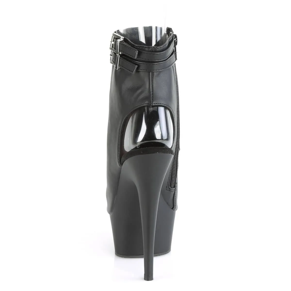 DELIGHT-600-18 Black Ankle Peep Toe Boots