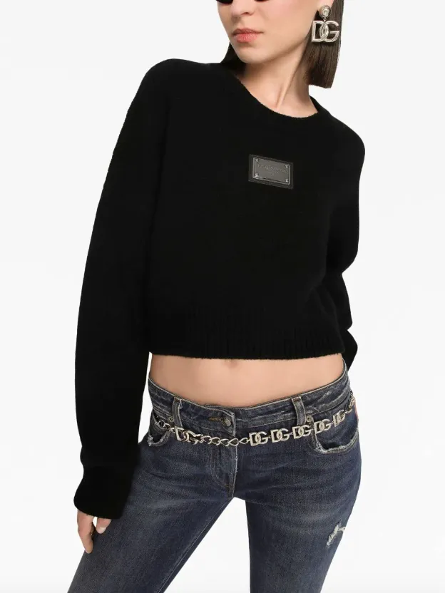 Dolce & Gabbana logo-plaque cropped jumper