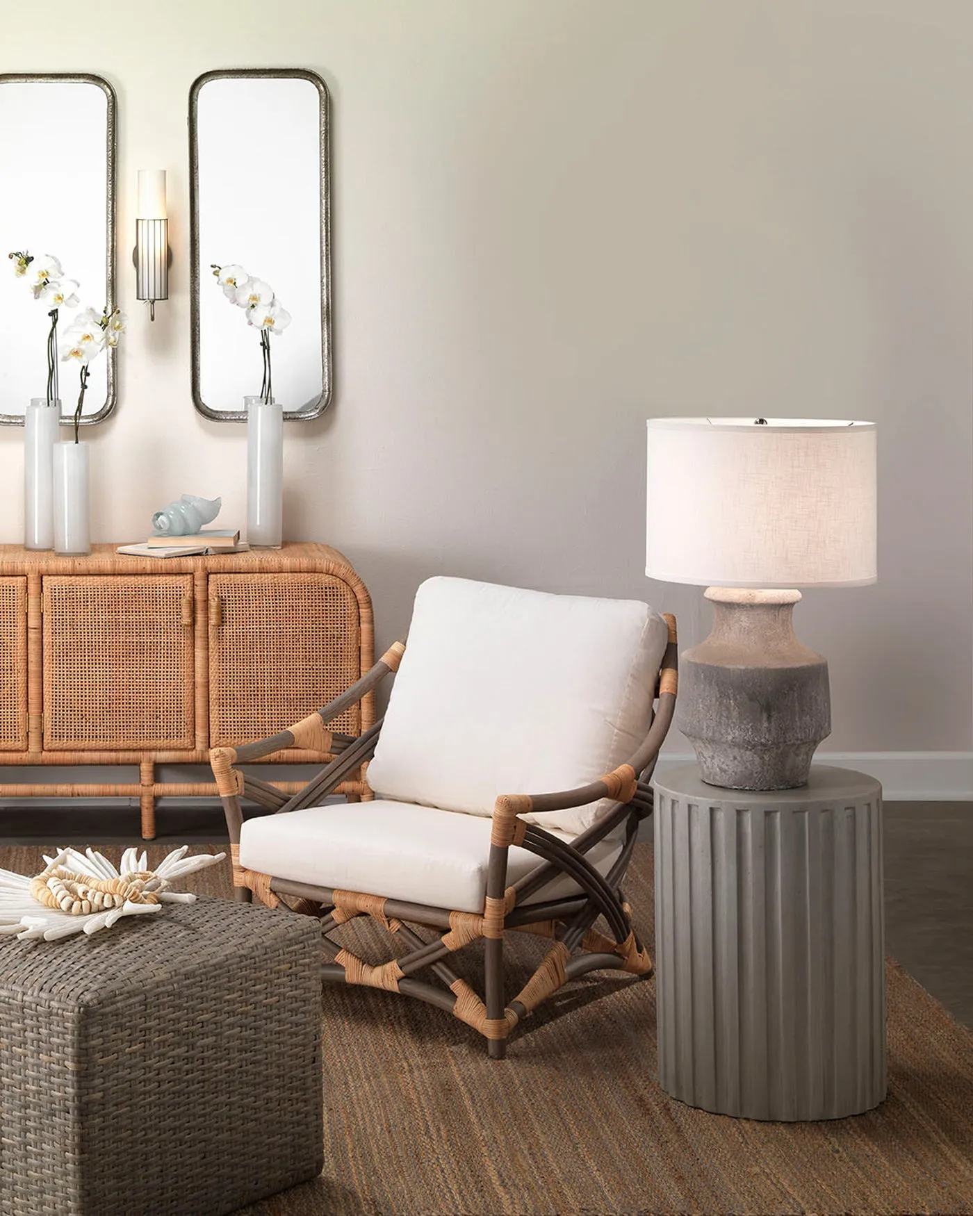 Fluted Column Side Table Grey