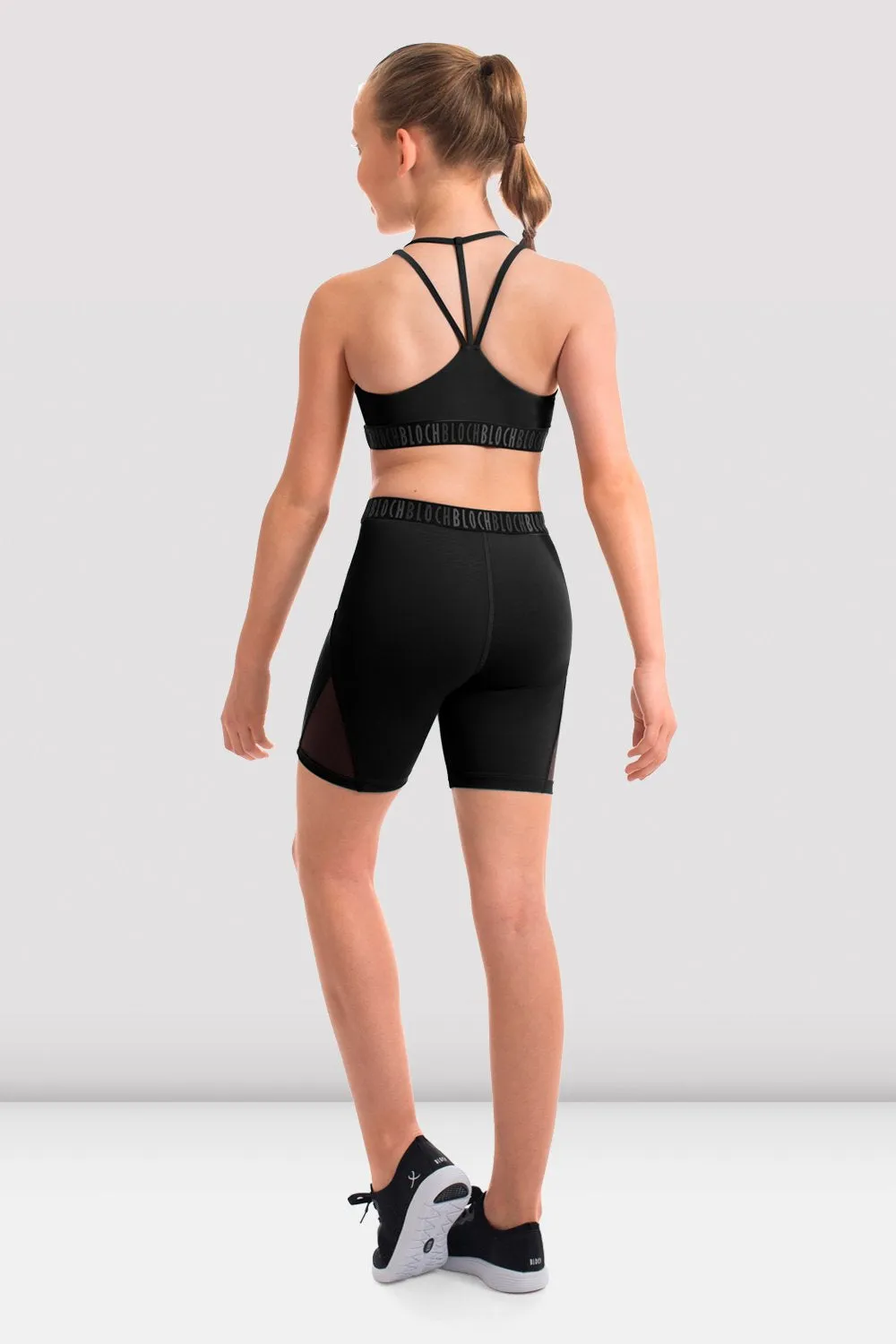 Girls Greta Bloch Logo Elastic High Waist Biker Shorts