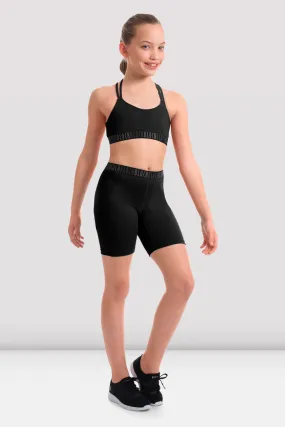 Girls Greta Bloch Logo Elastic High Waist Biker Shorts