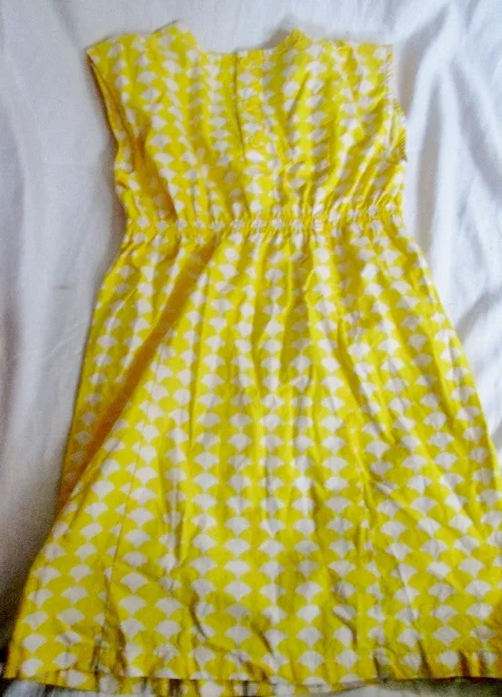 Girls HANNA ANDERSSON Dress YELLOW WHITE DIAMOND 130 8 Geometric Kids