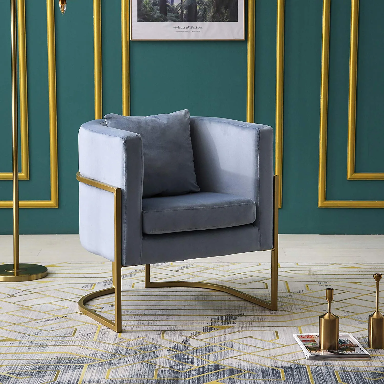 Gracie Accent Chair in Blue Velvet