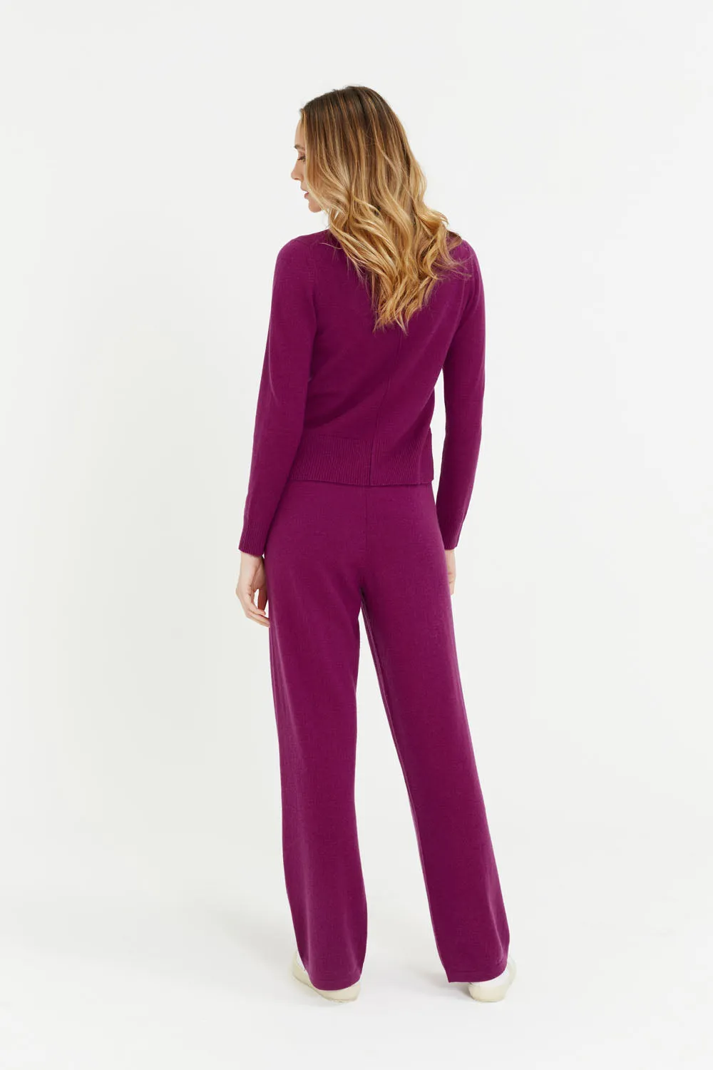 Grape Wool-Cashmere Cropped Sweater